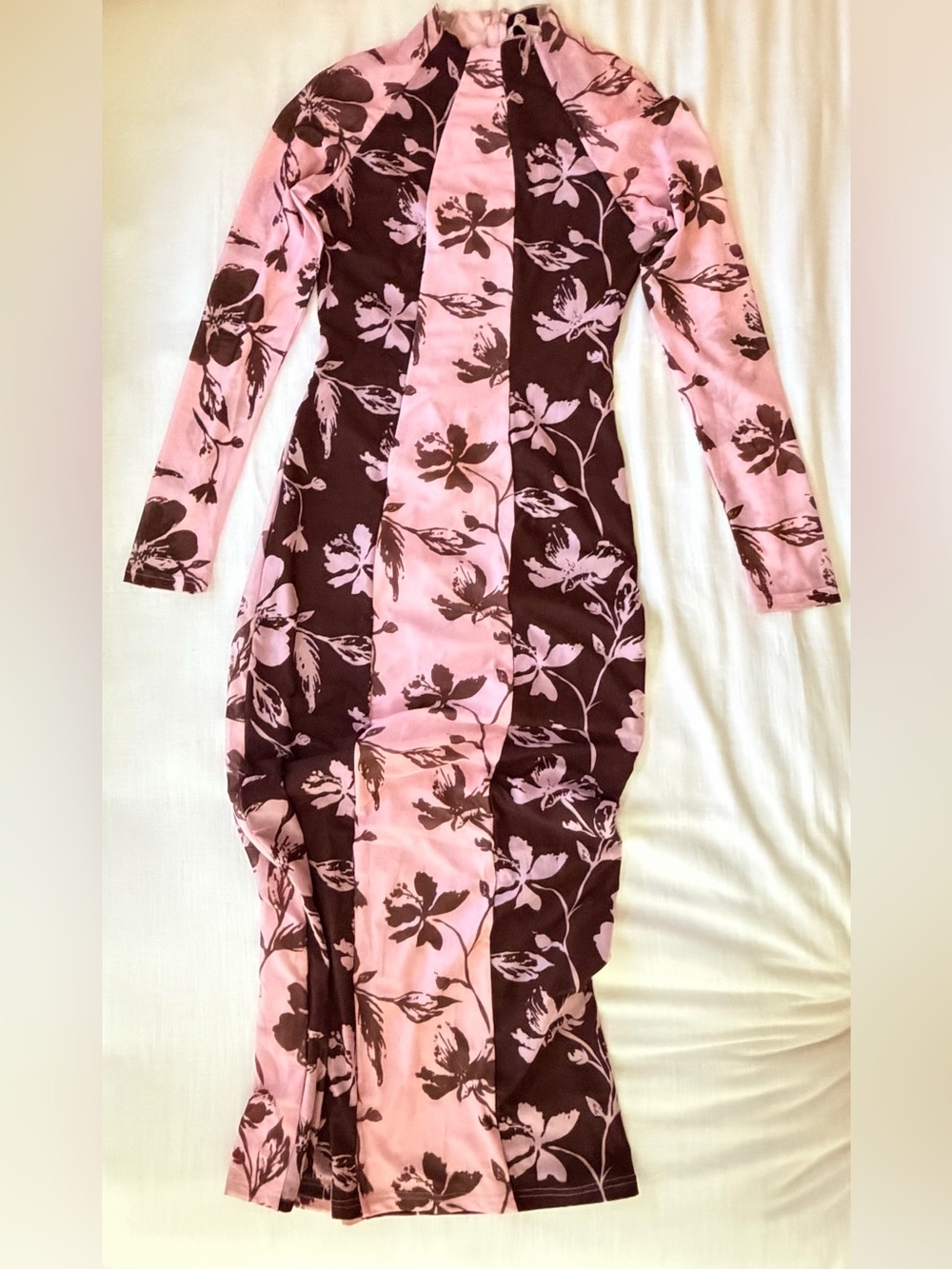Petal & Pup Bellatrix Spliced Floral Mesh Maxi Dress Size M Pink Brown NWOT - Picture 5 of 7